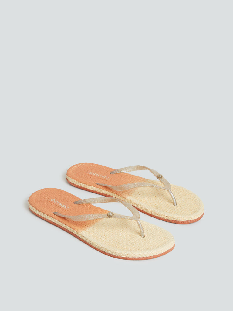 LUNA BLU Orange Ombre Textured Flip-Flops